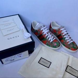 *NEW* Gucci Strawberry New Ace Sneaker Shoes